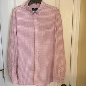 Vineyard Vines Performance Men's Pink Plaid Button-Down Shirt